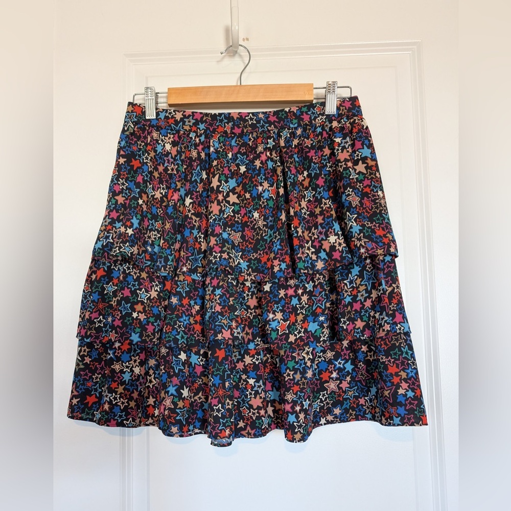 J. Crew Tiered Skirt in Kaleidoscope Star Print Size 4